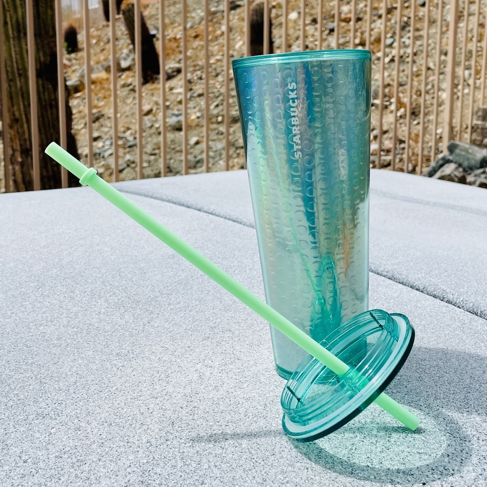NWT Starbucks mint green purple iridescent Venti  Tumbler acrylic cup 24… - Picture 7 of 14